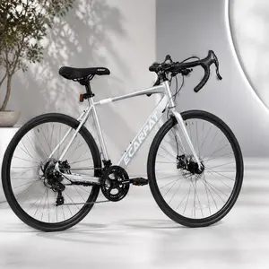 Non-Motorized Road Bike - 700Cx28 Aluminum Frame, 16-Speed, Disc Brakes, Lightweight, Anti-Slip Tires, Durable, Fast Acceleration for Men Commuter Fitness Cycling, Silver