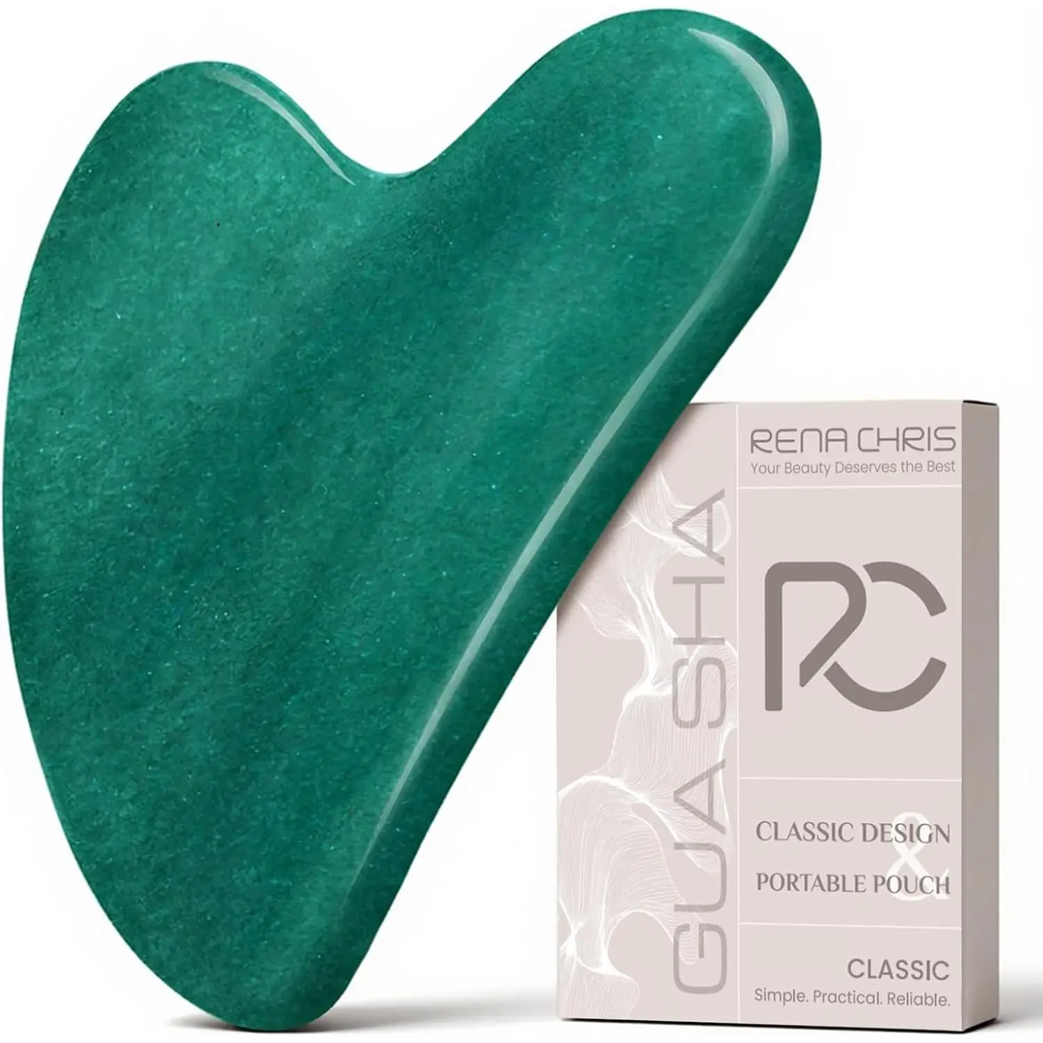 Facial Scraping Tool: Jade Scraping Board, used for facial acupuncture therapy, facial massager, can shape the jawline and reduce puffiness (green): Beauty and Personal Care