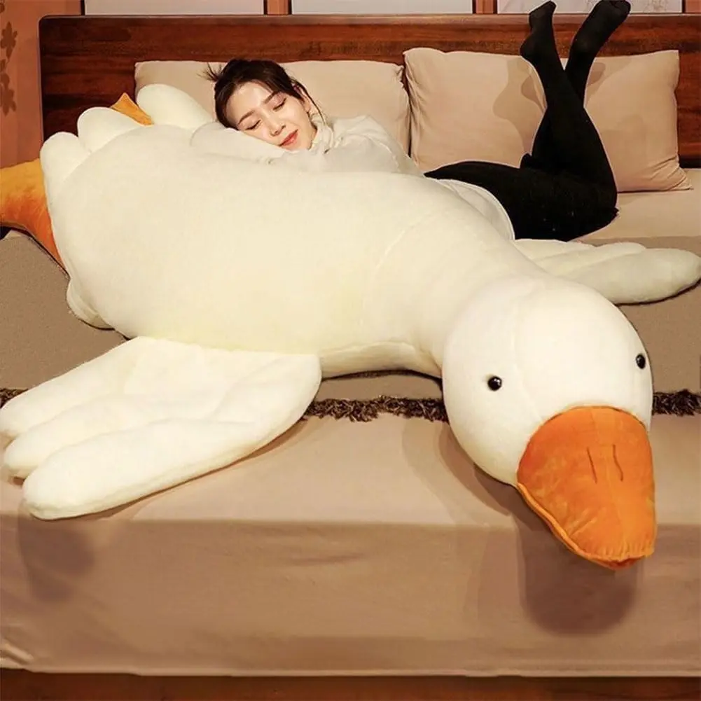 Giant White Goose Plush 75 in Soft Furry Swan Stuffed Animal Pillow, Huge Goose Plush Hugging Pillow Gifts for Every Age (75in)
