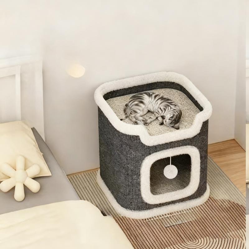 Large Multi-Layer Cat Tree Apartment Villawith Artificial Leaves,Anti-Caress Design,Durable Base, Suitable for Indoor Cats