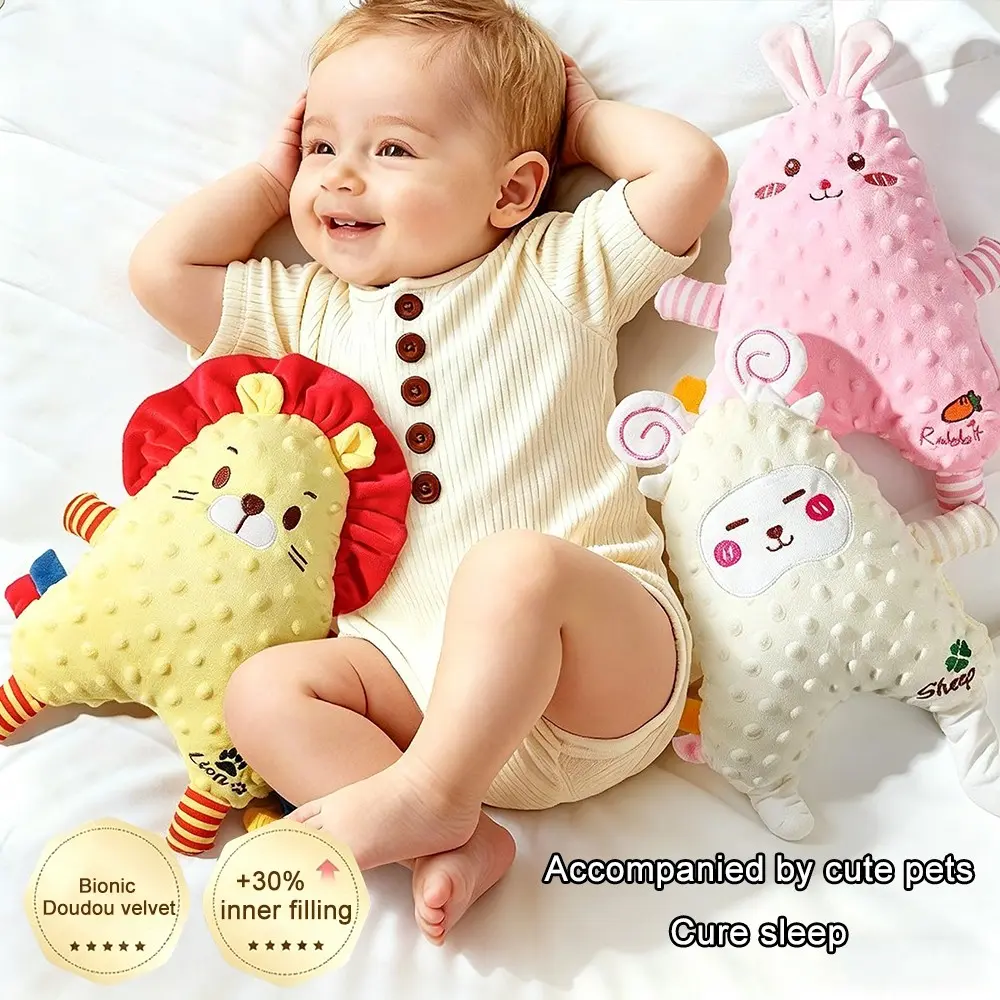 Baby Cartoon Plush Comfort Toy, Lion Rabbit Sheep Baby Sleep Companion, Chewable Teething Pillow, Unisex Infant Pacifier