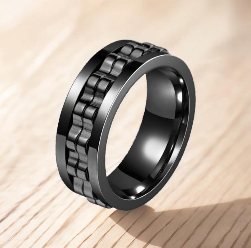 Anxiety Rings for Women and Men Titanium Steel Spinner Fidget Band Rings with Cubic Zirconia for Stress Relief and Wedding Promise Comfort Fit Size 6 to 12