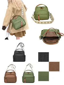 Trendy Japanese Style Lightweight Shoulder Bag, Classic Plaid Large Capacity Crossbody Backpack, Neutral Colors, Adjustable Strap, Multiple Carry Options