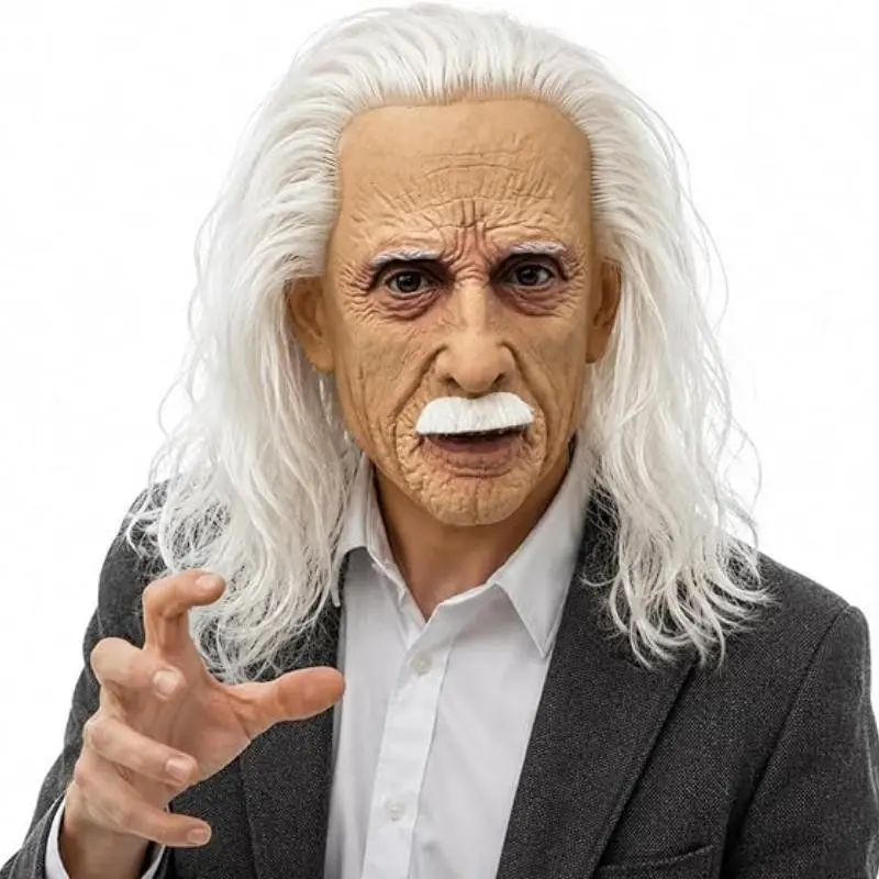 Realistic Elderly Latex Mask, Wrinkled Face Horror Headgear, Adult Halloween Thriller Role-Playing Mask, Party Prank Full Face Prop