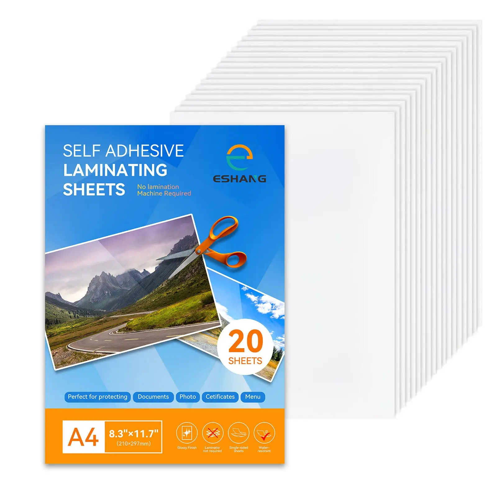 20 Sheets Self Adhesive Laminating Sheets, Cold Laminate, A4 Size, Peel-And-Stick, No Heat, Clear Film for Photos, Cards, Ids