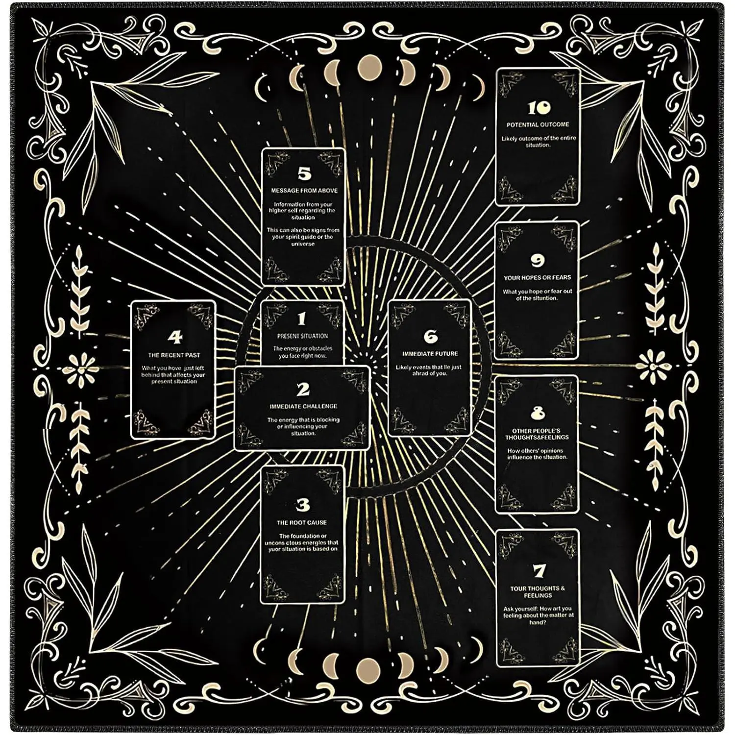 Altar Cloth Tarot Card Cloth Celtic Cross Tarot Mat Velvet Tarot Tablecloth for Reading (Black)