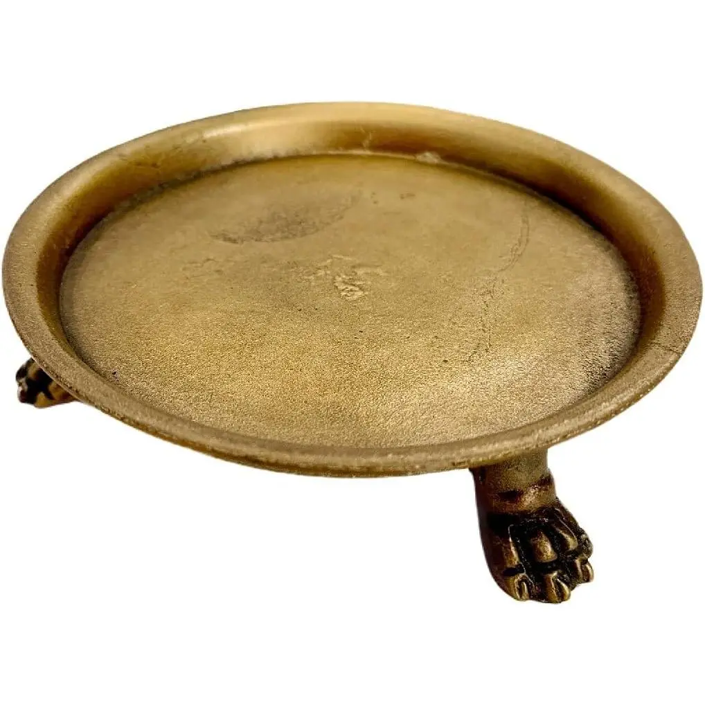 Solid Brass Clawfoot Candle Dish - Pedestal Dish - Candle Holder -  Holder -  for Wax Candles, Rings, and Trinkets