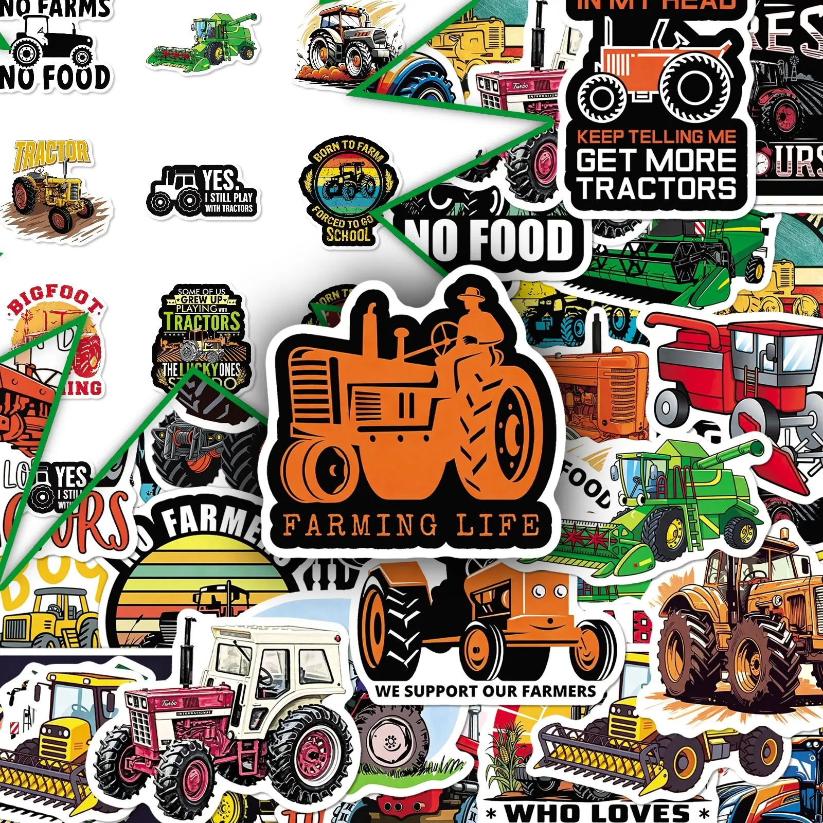 100sheets two sets of repeating cool American farm tractor stickers cartoon car skateboard helmet creative decorative stickers Vehicle Decoration Car Decals