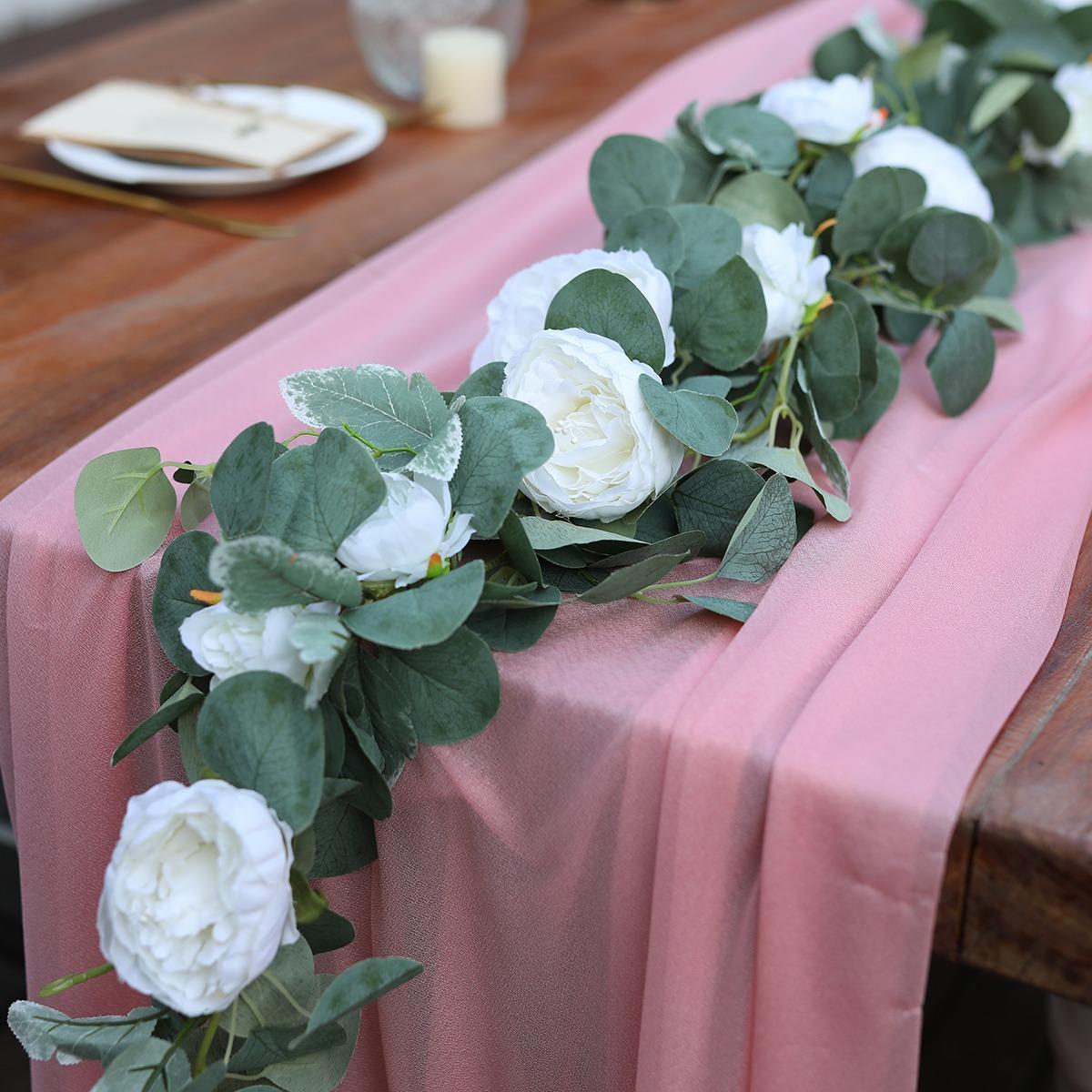 Artificial Peony Vine, 1-Count Faux Peony Flower Garland for Wedding Table Decor, Plastic Faux Flowers