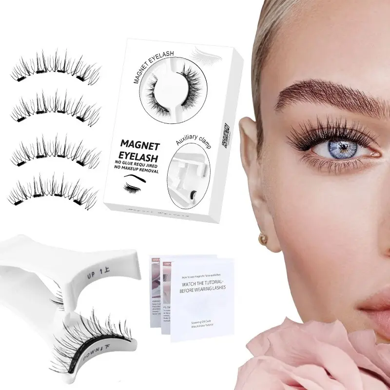 Magnetic False Eyelashes Set, Southeast Asian Lightweight Devil Design, Ea Series Glue-Free Fox Fur Mimic, Easy Application