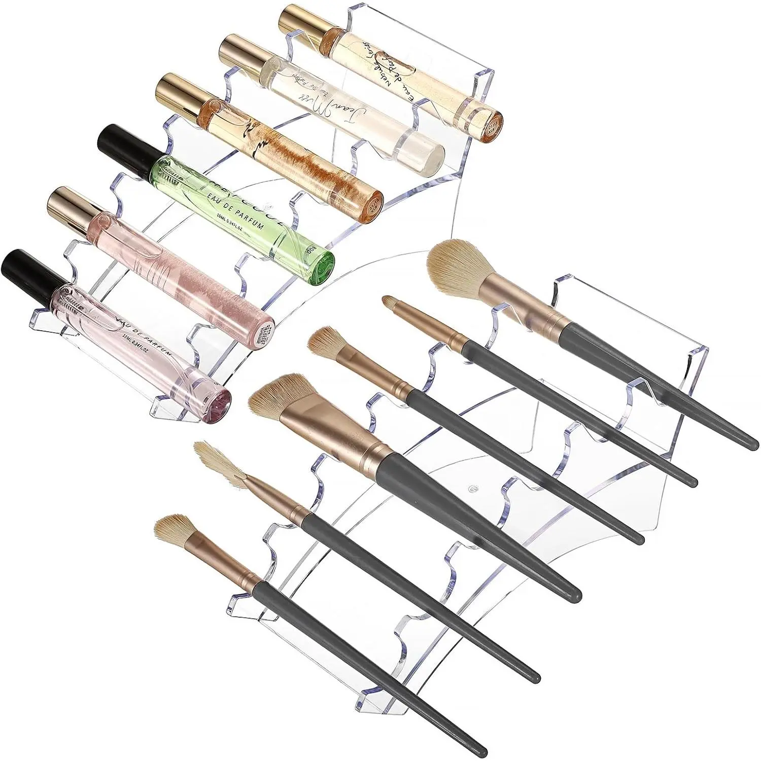 2 Pack Rollerball Perfume Organizer, 6 Slots Clear  Perfume Storage Holder Beauty Scent Holder, Makeup Brush Lipgloss Lipstick Display Stand, Pen Holder for  School Office