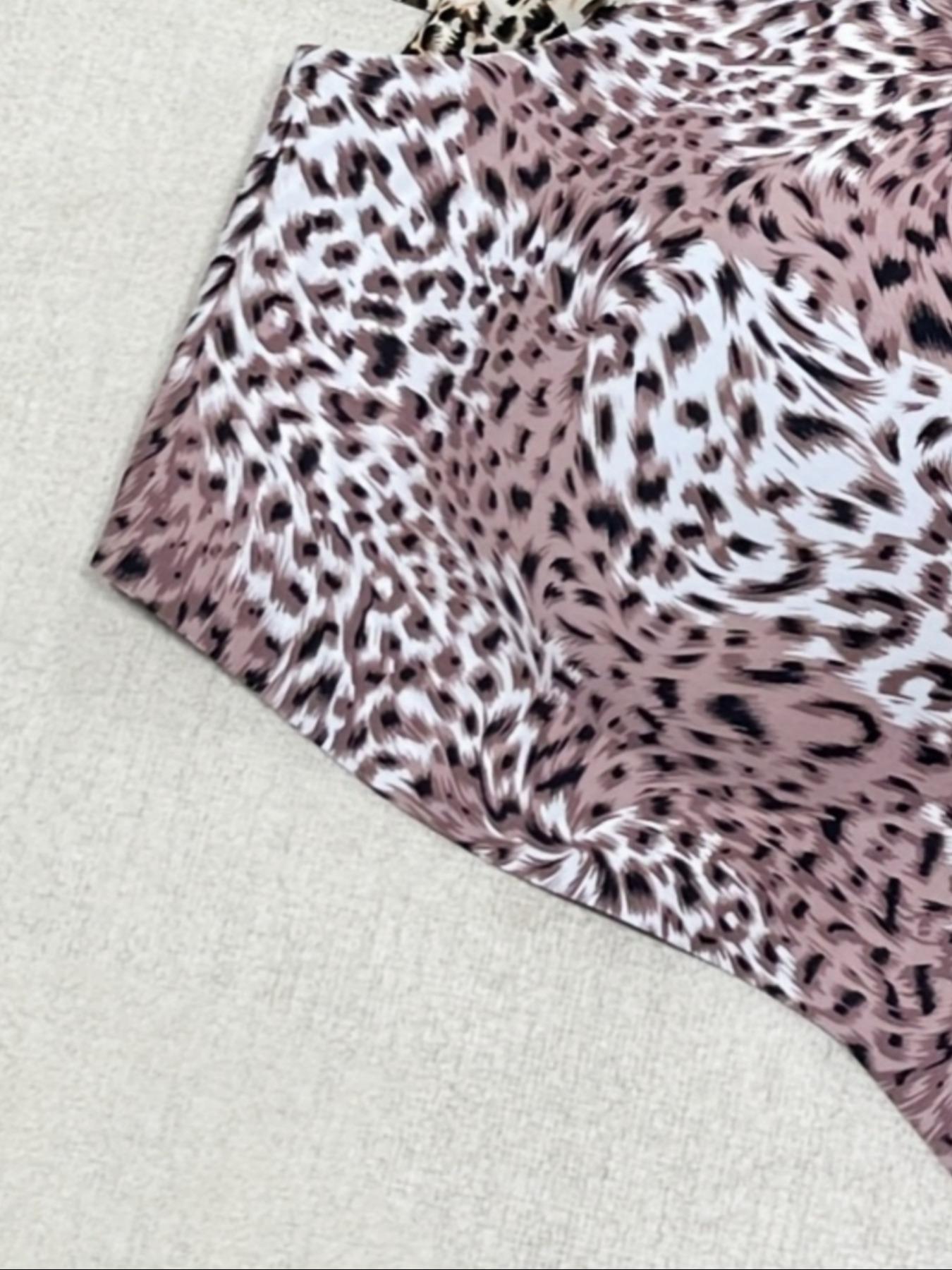 Randow Color,【Plus Size】 Leopard Print Wireless Bra, Comfortable Breathable Adjustable Strap Removable Chest Pads Bra, Women's Lingerie for All Seasons, Womenswear