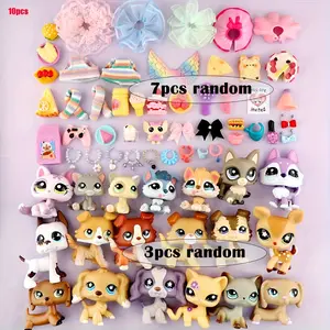 10pcs Cute Lps Sets, Random 3pcs Collie Cat Dog, Collectible Imagination Rare Lps Pets, 7pcs Accessories, Christmas & Birthday Gifts