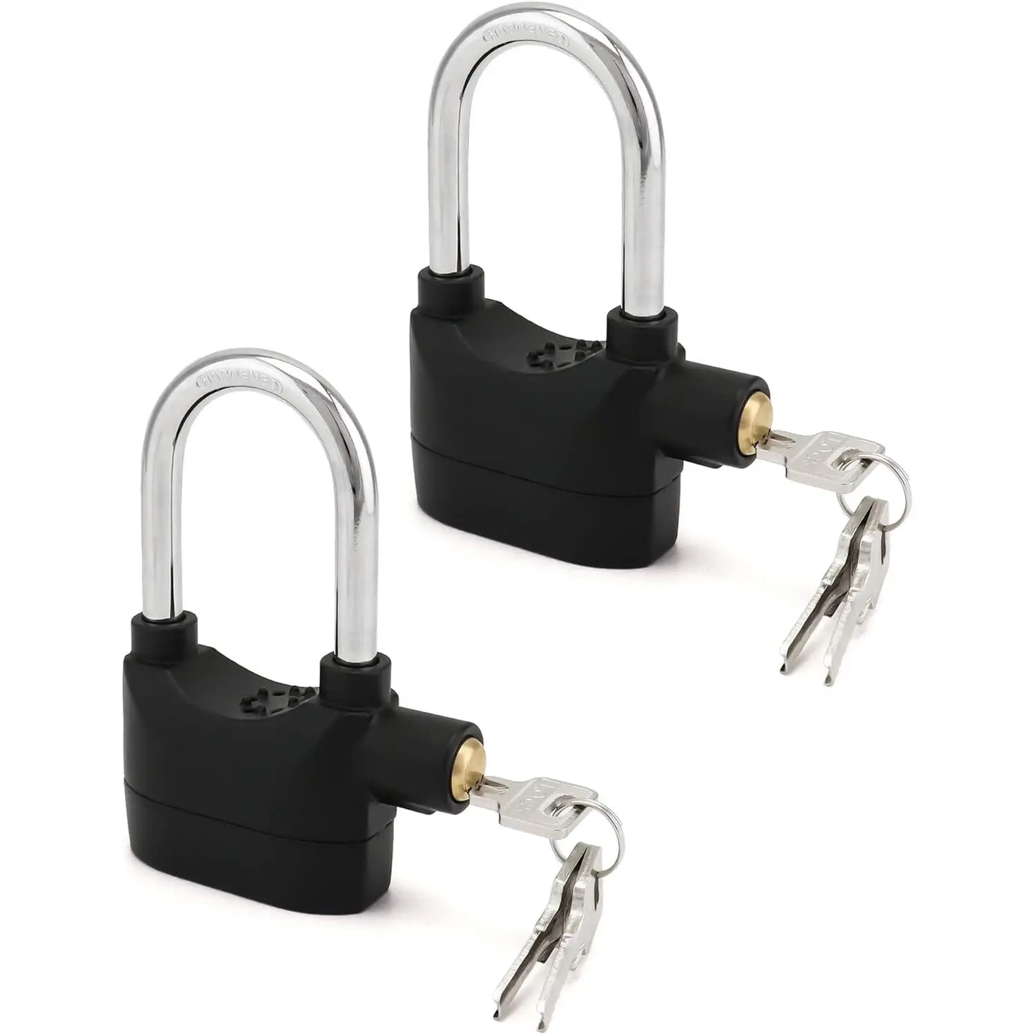 Alarm Lock, 110 dB Anti-Theft Security Padlock, 2 Pack Door Motorcycle Bicycle Padlock, Universal Security Siren Alarm Lock with 3 Keys (Black)