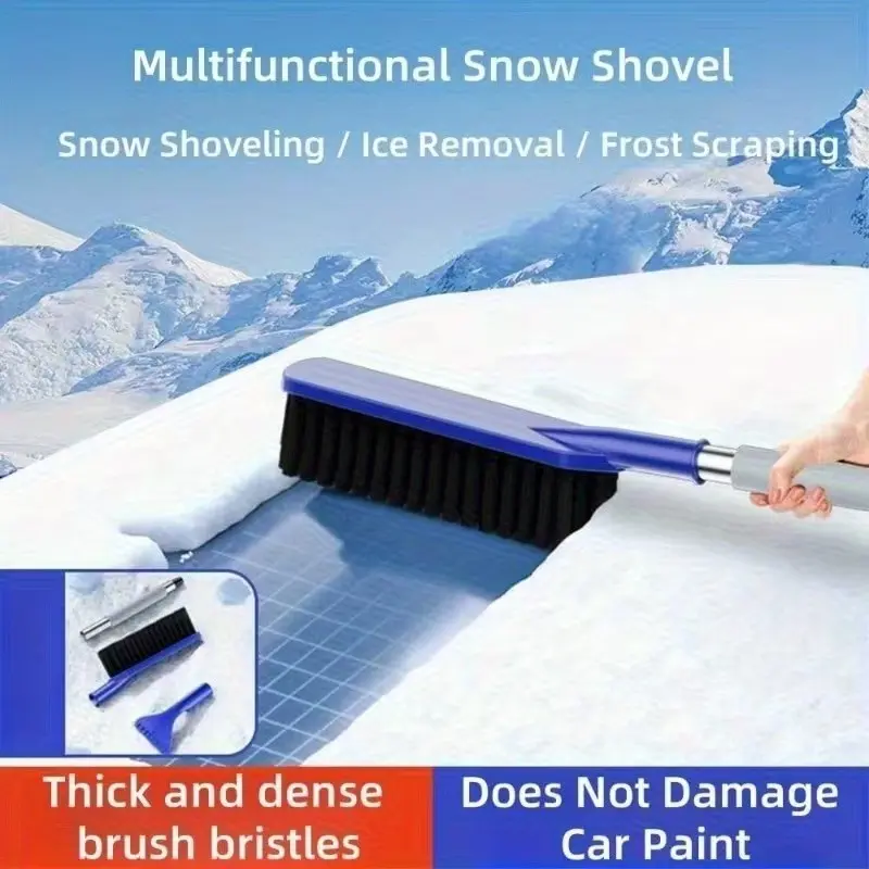 62cm Car Snow Brush and Ice Scraper, Frost Scraping, 2-In-1 Expandable Snow Removal Tool, Stainless Steel Handle, Frost-Resistant Sponge Grip, Suv and Sedan Compatible