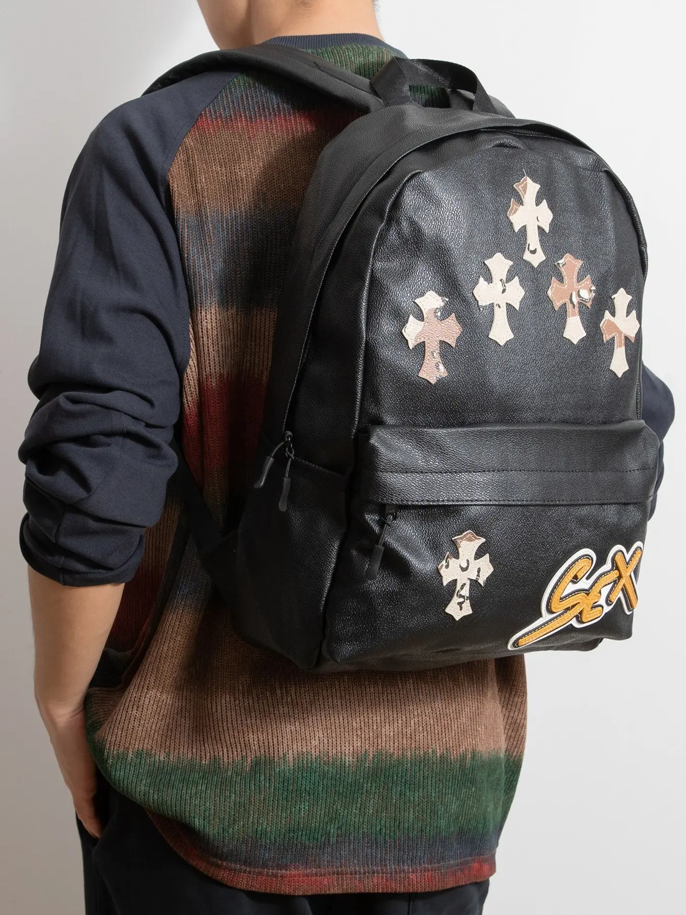 Trendy Crossbody Backpack for Men and Women, Large Capacity PU Leather School Bag, Versatile Laptop Backpack, Unisex Fashion Accessory