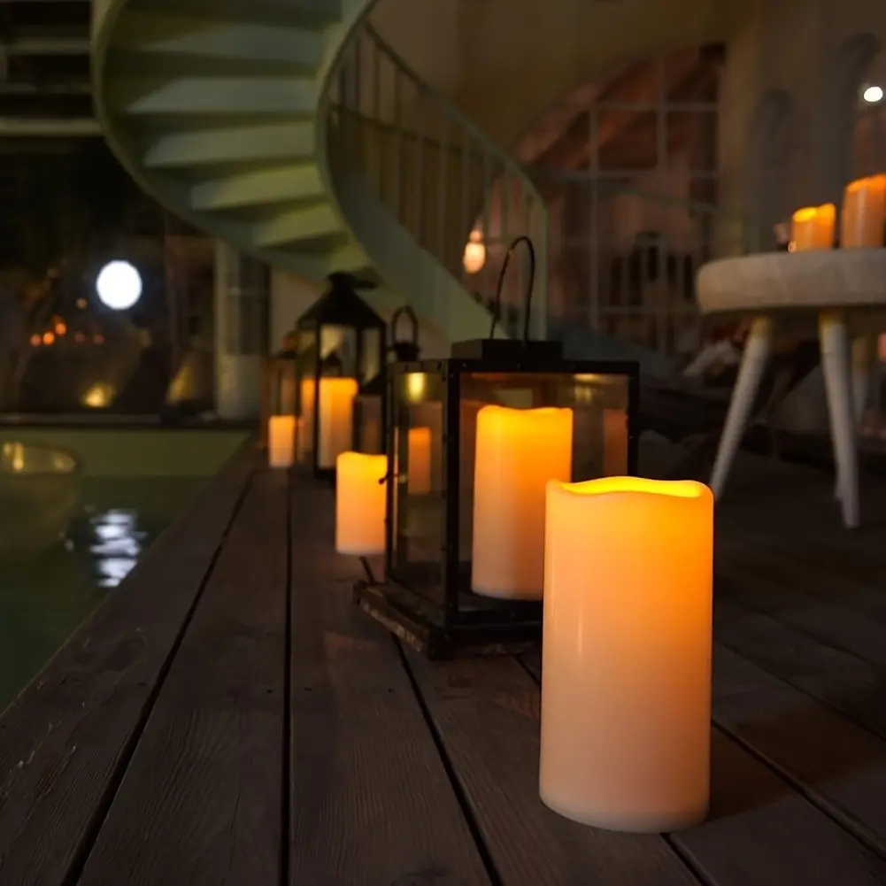 Large Flameless Candles with Remote Control And Timer, Battery Operated Flickering LED Pillar Candles for Indoor Lanterns, Porch, Long Lasting, Set Of 2
