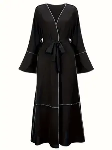 Muslimah Abaya with Sequin Details, Sophisticated Formal Fashion, Long Sleeves, Sparkly Accents, Lightweight, Iftar Parties