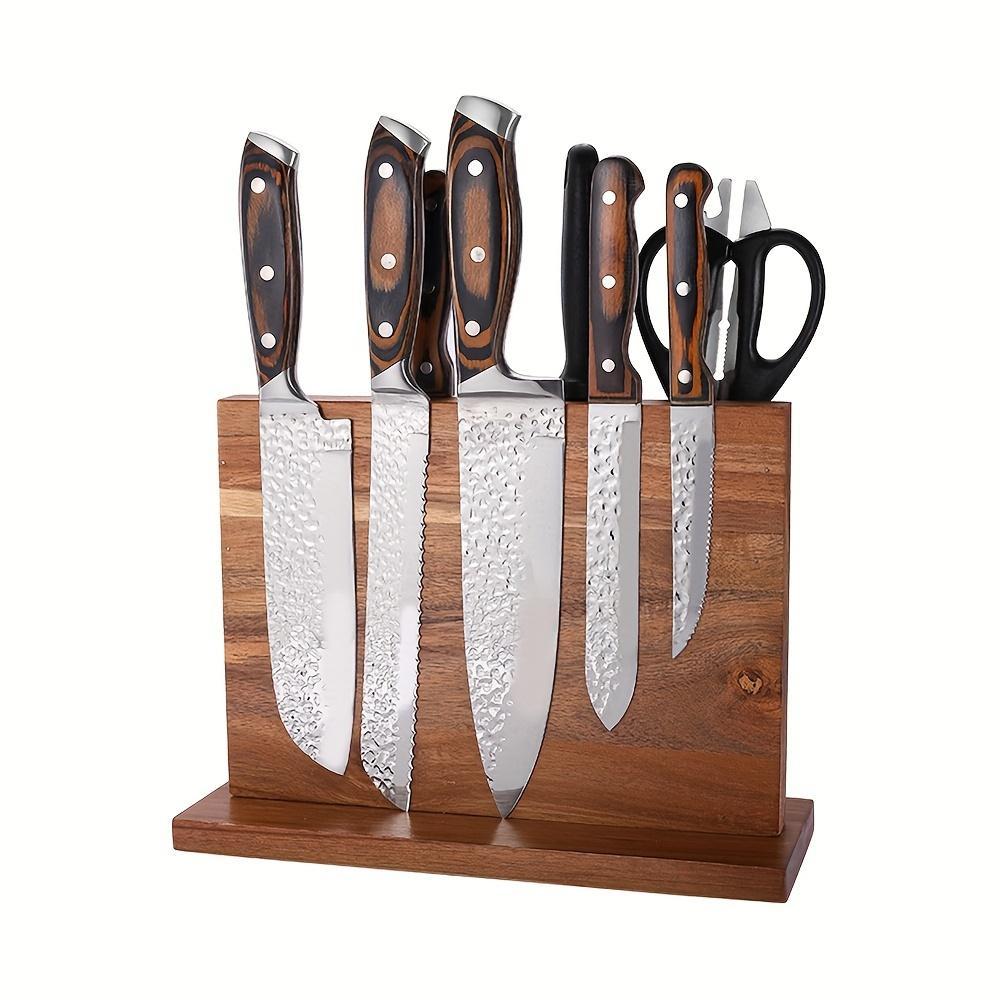 SUNDAY MIRTH Magnetic Knife Block Holder Rack, Wooden Knife Storage Rack, Multifunctional Storage Knife Holder, Kitchen Accessories, Kitchenware