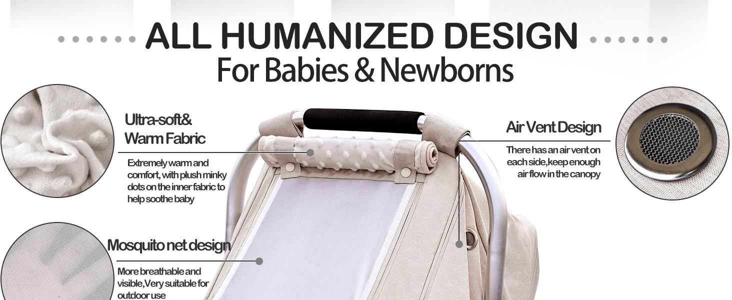 Waterproof Baby Car Seat Cover, Patented Cold Weather Carseat Cover for Babies,Infant Car Seat Cover Canopy for Boy Girls, Keeps Babies Warm and Cozy (Beige)
