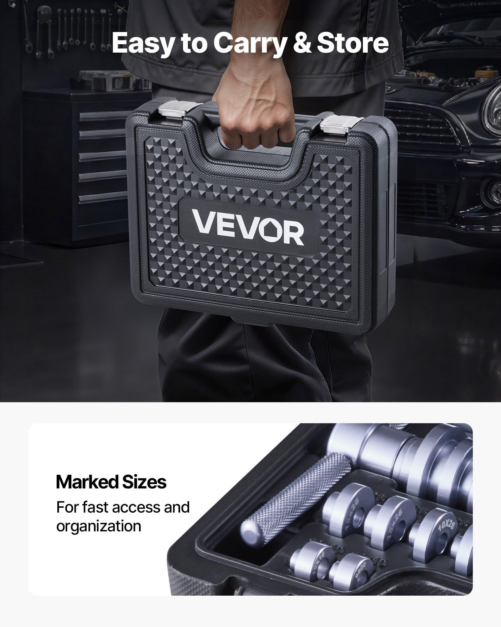 【FathersDayGift】 VEVOR Bearing Press Kit, 25 Pcs, Bearing Race and Seal Driver Set with Bushings & Wrenches, Bushing Driver Tool Set, Heavy Duty Aluminum Alloy Seal Removal Installation Tool Kit with Storage Case Socket Tool Kit