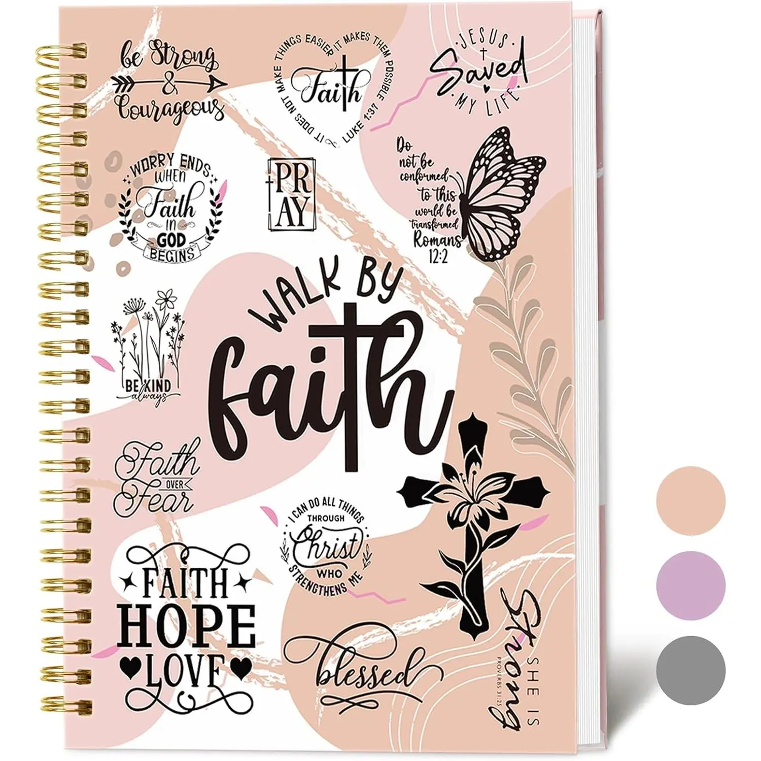 Hardcover Spiral Notebook with Tabs and  , College Ruled Notebook Journal, Church Notes Journal for Women,  Journal, Blank Notebooks for Work School Note taking,