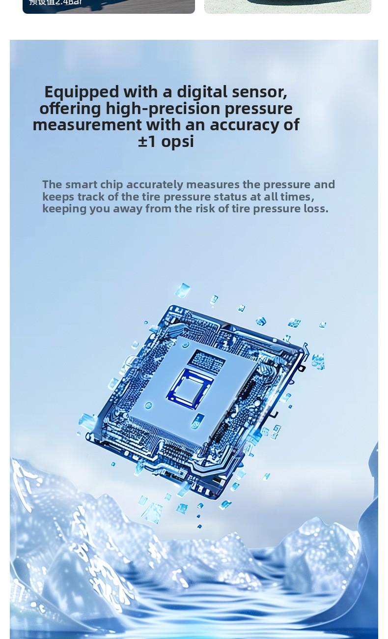 Wireless Portable Smart Electric Tire Inflator, Rechargeable Air Compressor Pump for Car, Off-Road Vehicle, Bicycle and Motorcycle