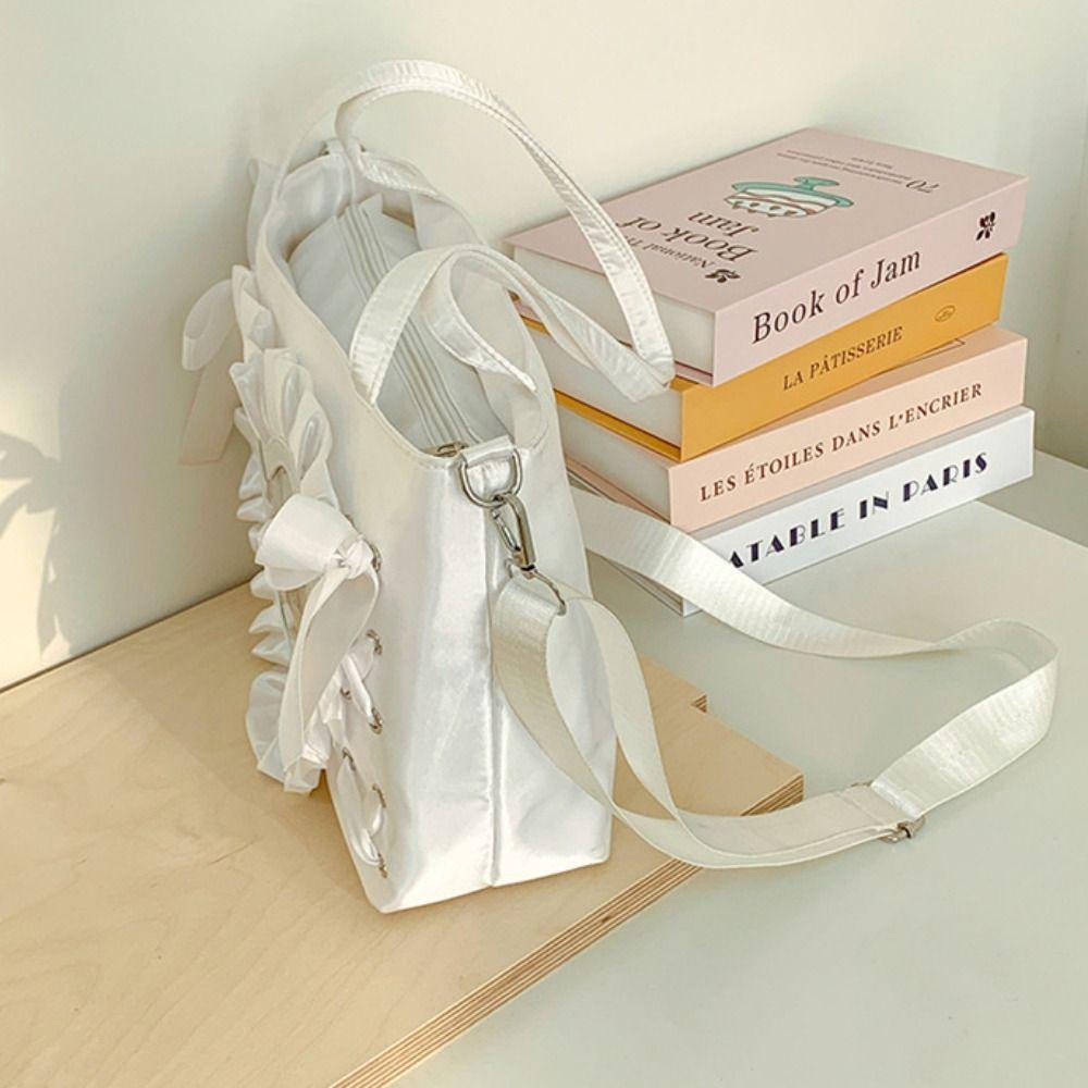 Creative Lace-up Heart Itabag Ribbon PU Anime Tote Bag Badge Display Love PVC Transparent Shoulder Bag Men