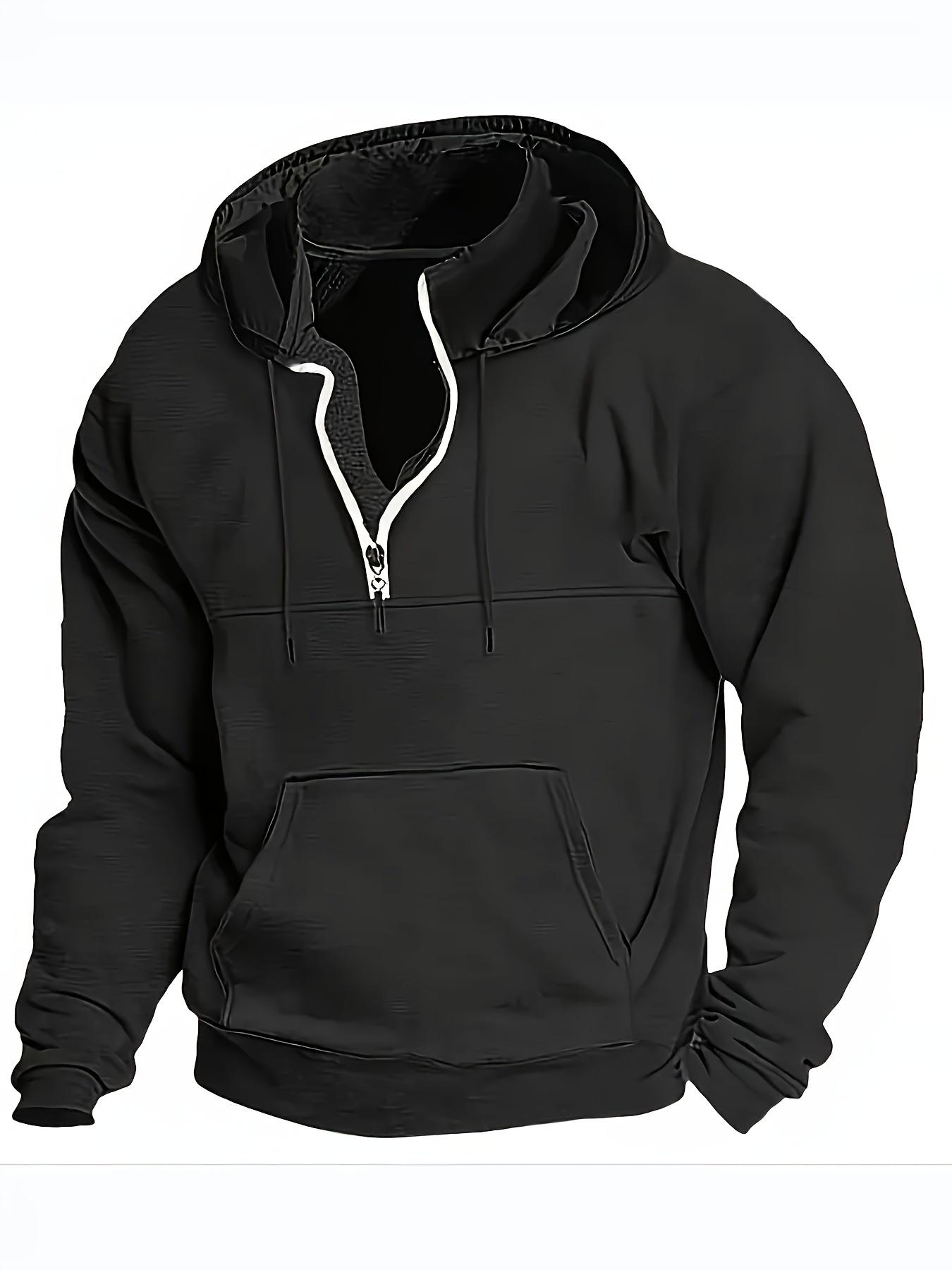 [Winter Warm Hoodie] Men's Heavyweight Hooded Sweatshirt - Winter Warm Pullover Hoodie, Casual Gym & Casual Attire, Machine Washable Solid Color Long Sleeve Hoodie for Men, Training & Outdoor Activities (Regular Fit, Autumn/Winter) - No Belt Loops/Ties