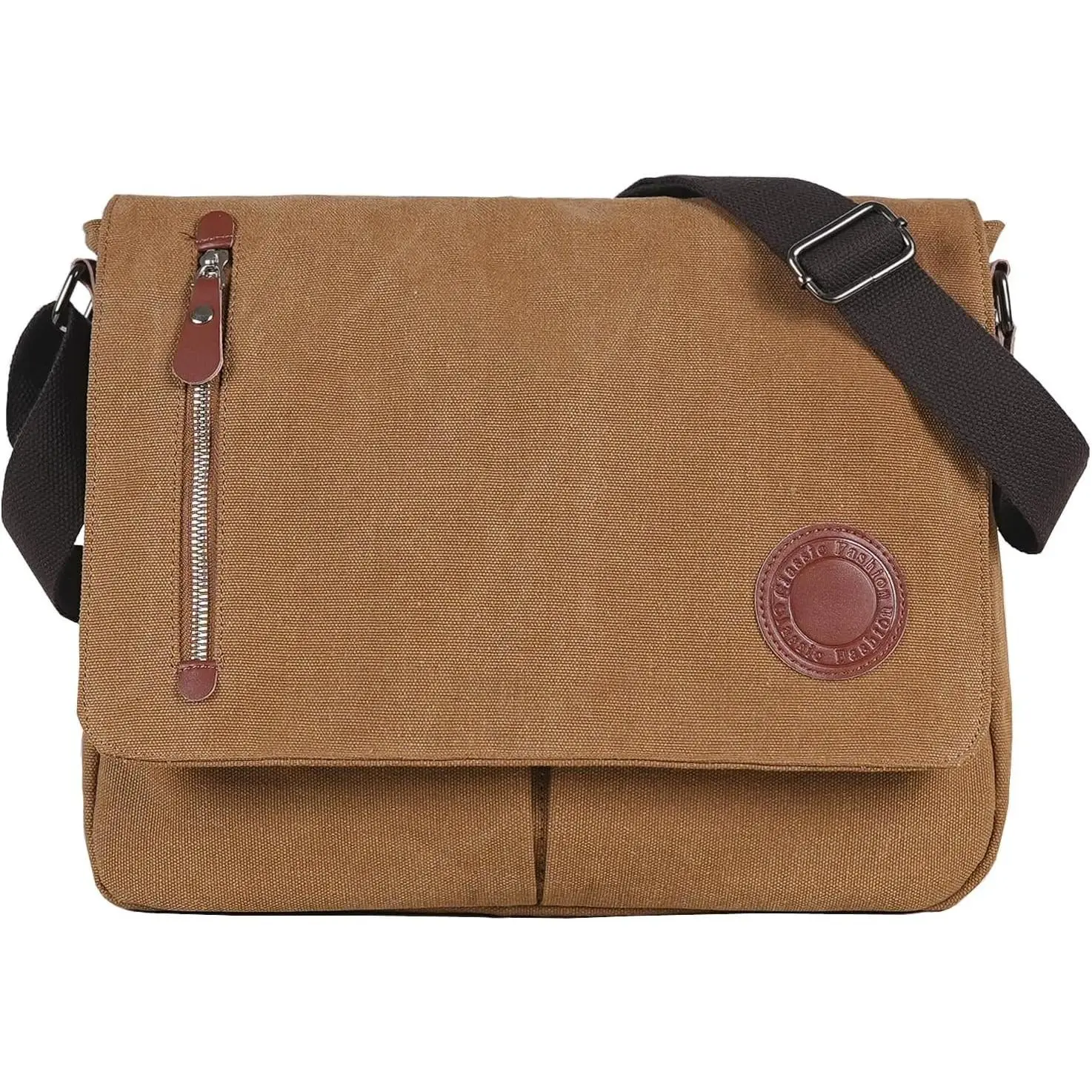 Canvas Satchel Messenger Bag for Men Women,Travel  bag 13.5" Laptop Bags Bookbag (Coffee)