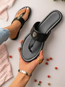 2026 New Colorblock Sandals for Women, Summer Outdoor Retro Eagle Head Rhinestone Flip Flops, Flat Soft Sole Beach Slippers