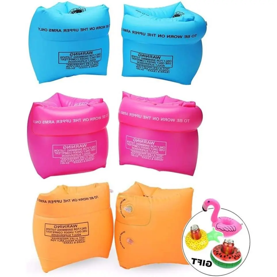 4-6 Pack PVC Inflatable Swim Arm Bands Water Wings Floaties Swimming Rings Tube Armlets for Adults and KidsGift
