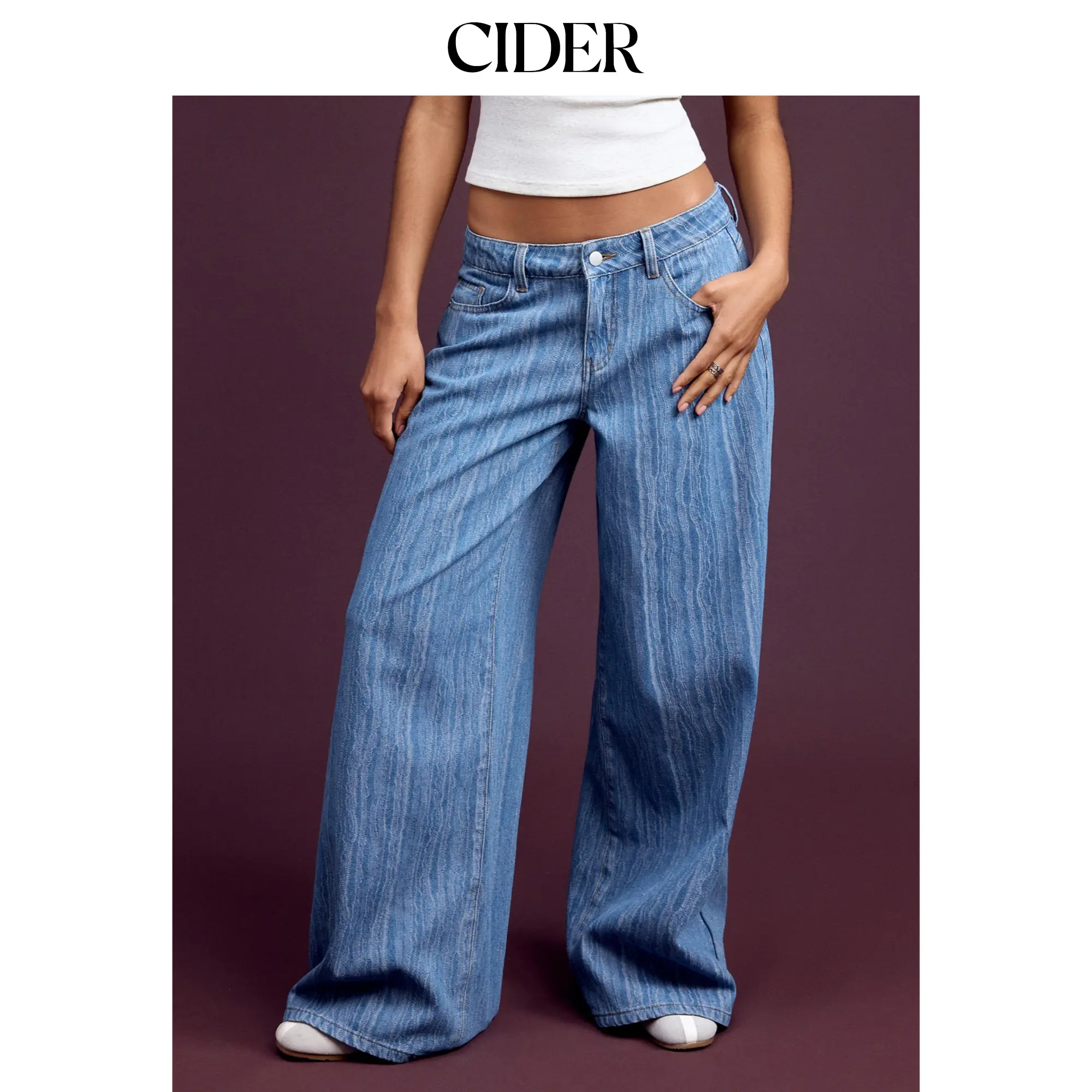 Cider Denim Low Rise Wide Leg Jeans