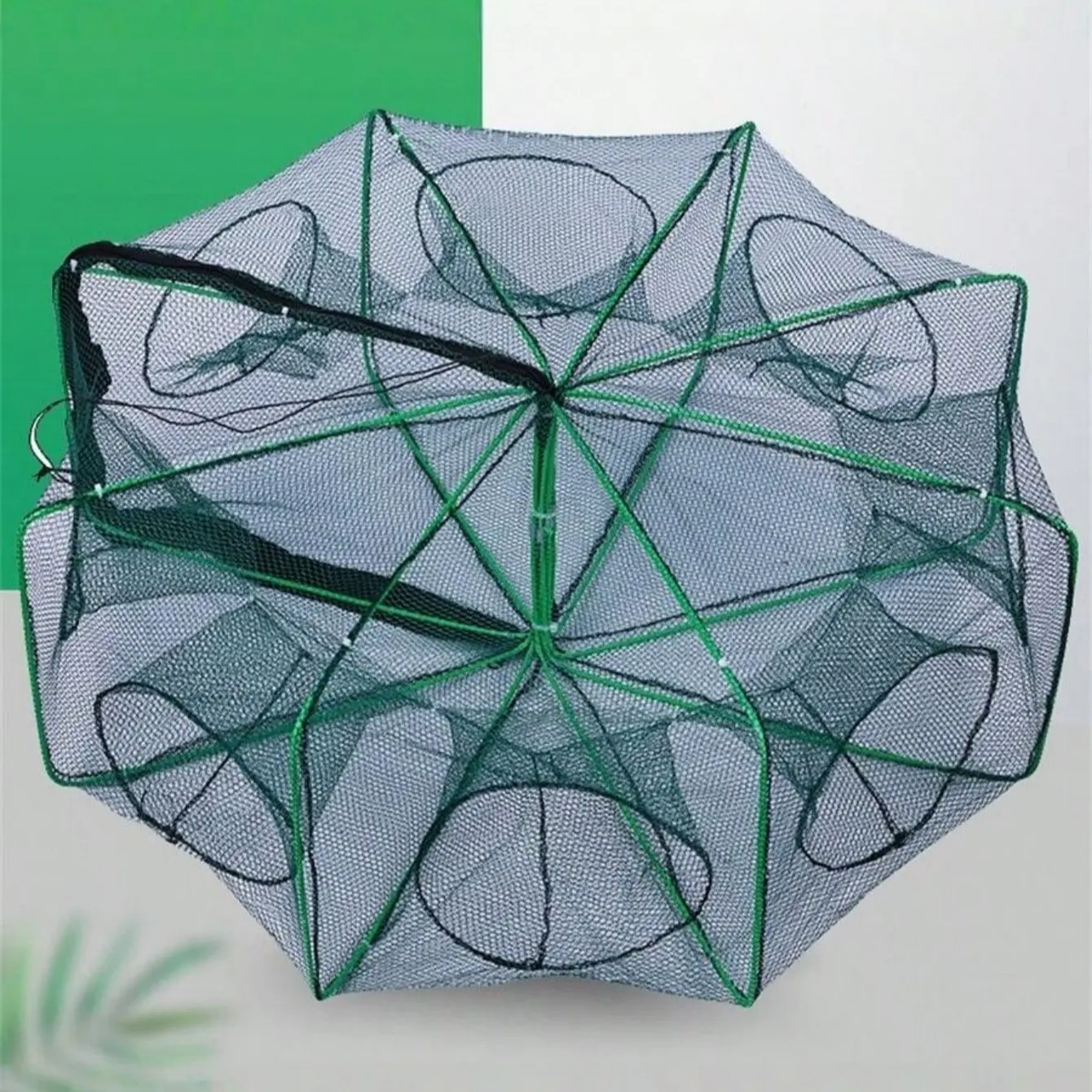 1pc Foldable Shrimp Trap Cage, Polygonal Round Fishing Cage, Eel Mudskipper Lobster Mixed Fish Net Basket, Crab Fishing Net