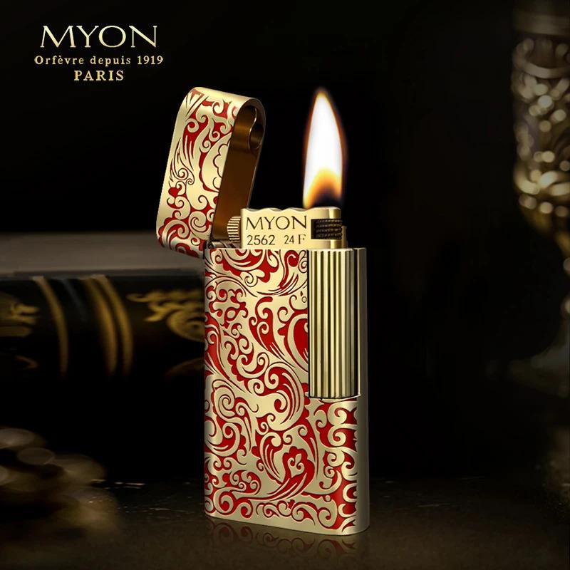 Luxury Gold Plated Vintage Lighter Full Copper Mini Size Unique Gift for Men Birthday Father Husband High End Fashion Collectible No Fuel Included