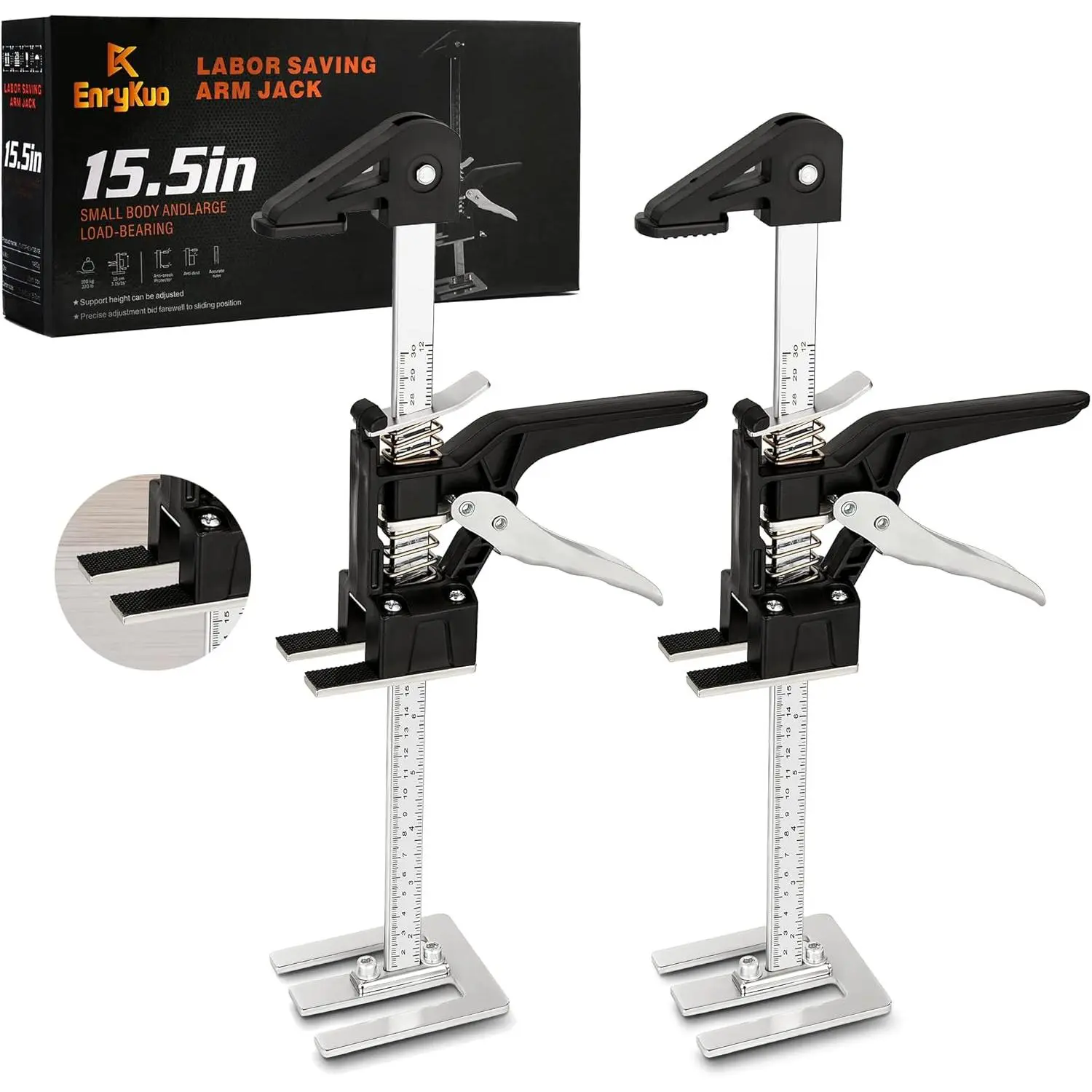 Saving Arm Jack 2 Pack,15.5 Inch Multifunctional Furniture Lifter Jacks for Installing Cabinets and Wall Tile Adjuster Tool