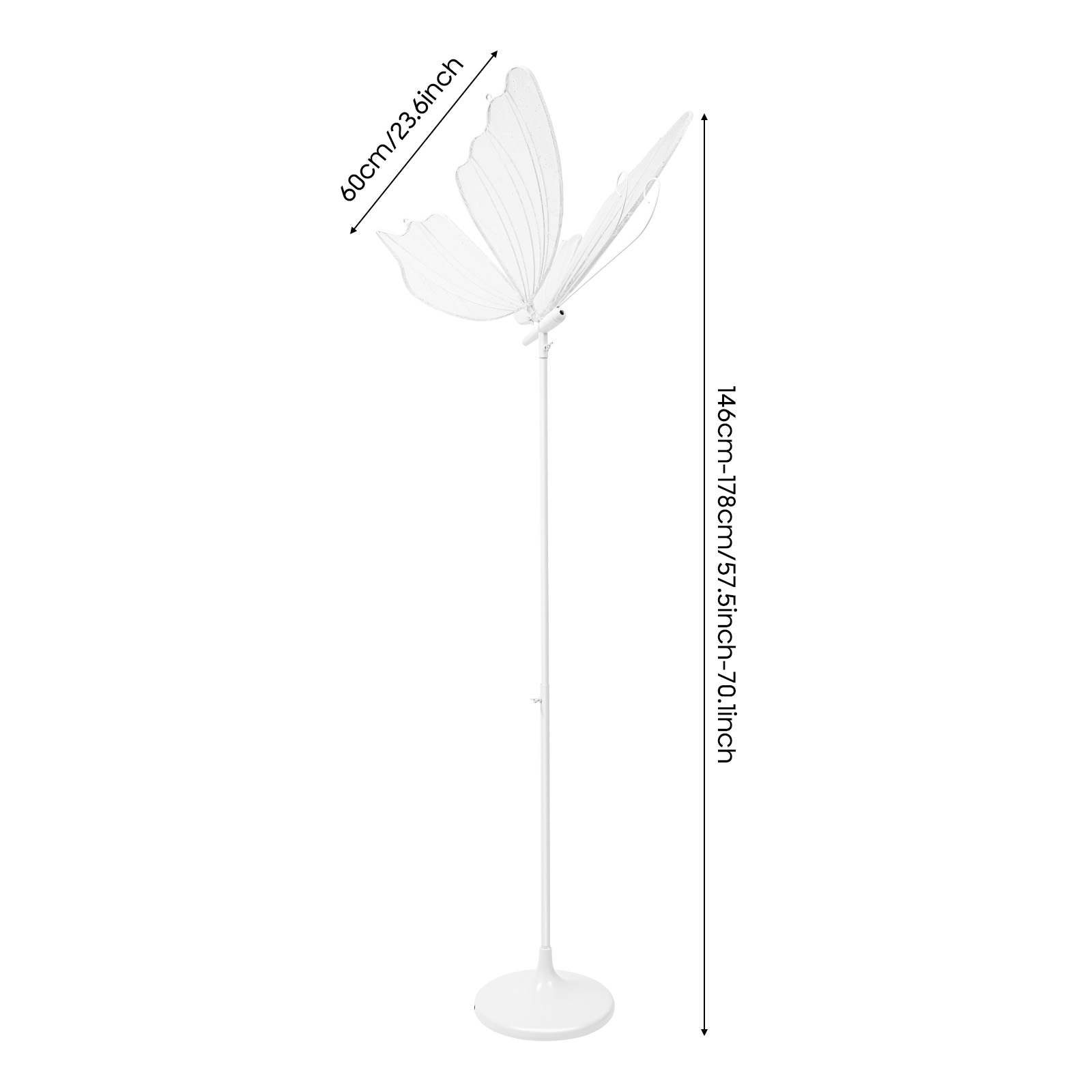 2-Piece 110V 48W Butterfly LED Wedding Lights (57.5-70.1in) Silver/White Iron+Plastic+Gauze Floor/Ceiling Mount - Ideal for Halloween/Christmas Wedding Stages, Hotel Halls, T-Stage Decoration