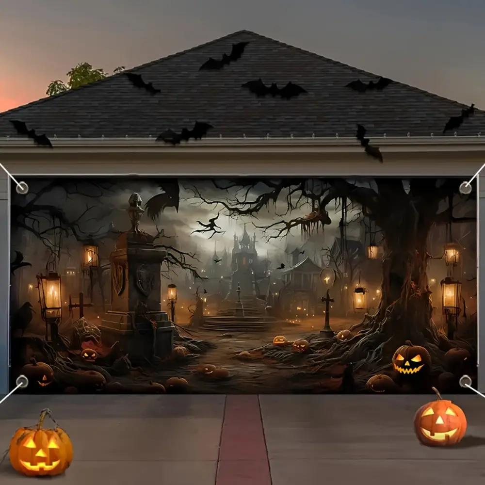 2D Flat Banner Halloween themed polyester photography backdrop, HD digitally printed soft lightweight foldable background cloth, suitable for Halloween event decoration, party photos, portrait shooting, product photography, video