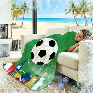 Global Landmark Soccer Themed Cooling Blanket, Ultra Soft Microfiber, Ice Cool, Breathable, Sweat-Absorbent & Skin-Friendly, Lightweight & Portable, Q-MAX>0.3, Perfect Gift