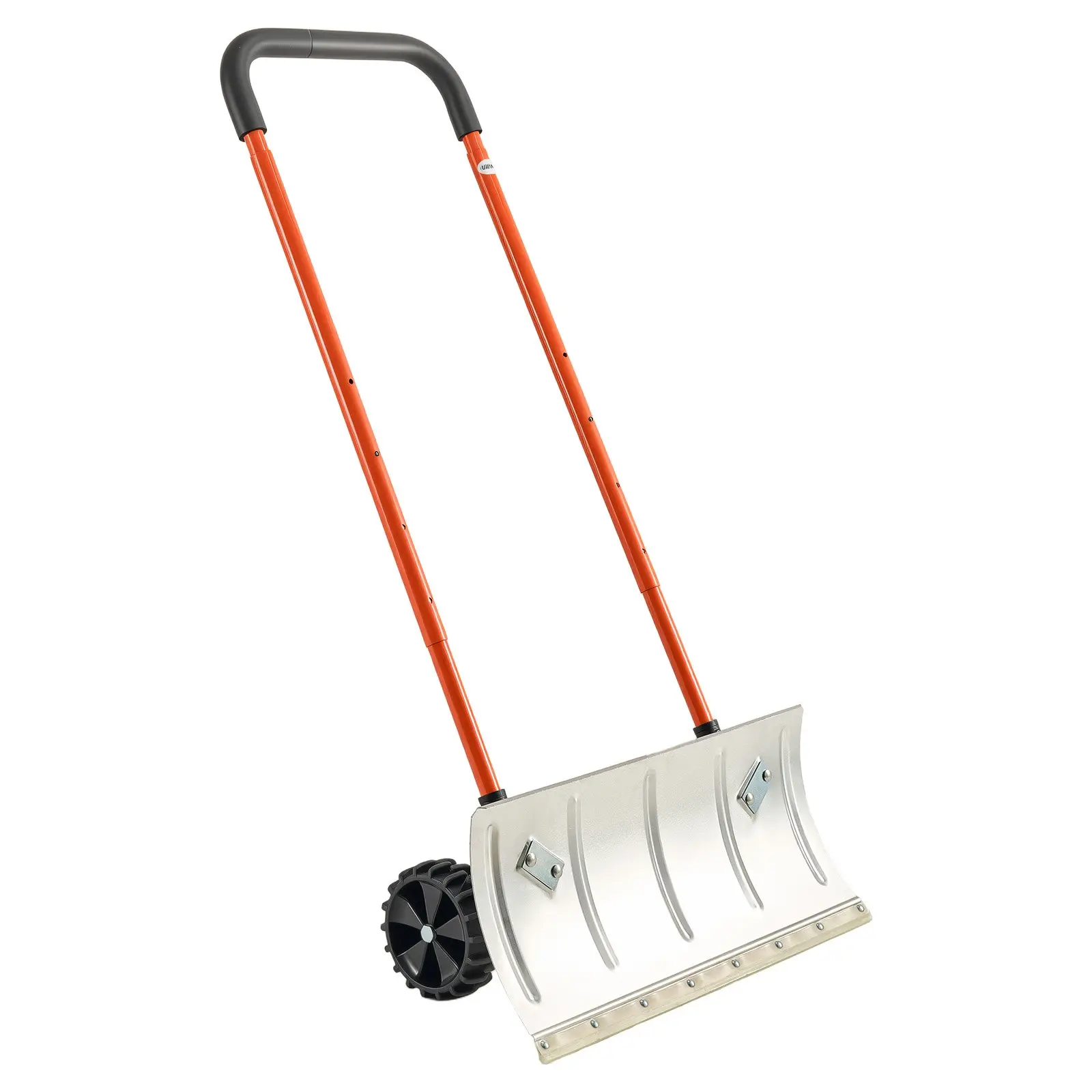 VEVOR Snow Pusher Shovel with Wheels, 24 in Wheeled Snowplow Shovel with Bi-Directional Angled Blade 90 Degree Adjustable Handle, Metal Winter Shovels, Portable Snow Removal Tool for Driveway Garden