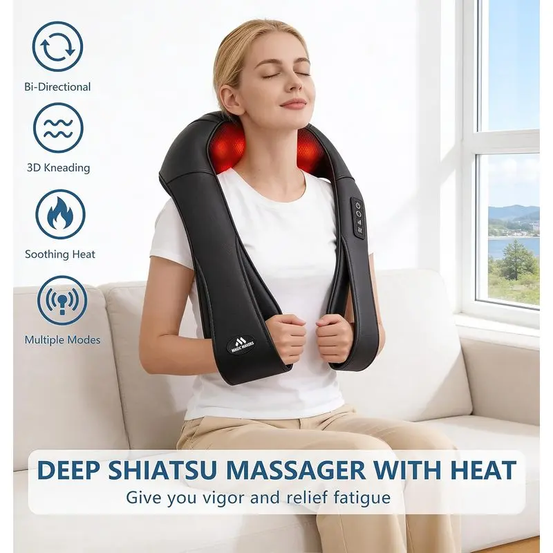 Neck Massager for Pain Relief Deep Tissue with Heat, Gifts for Women Men|   Shiatsu Back and Shoulder Massage, Mothers Day Gifts for Mom Wife, Christmas, Fathers Day Dad Gifts for Husband, NOT Cordless