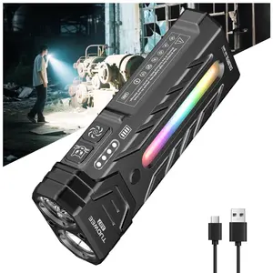 5000 Lumens Dual Core RGB LED Light, Metal Clip Design, Magnetic Attachment, Multifunctional Edc Torch for Job Site & Security Lighting