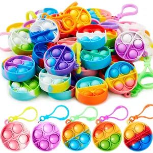 Round Pop Fidget Keychain 30 Pack Pop Fidget Toys Bulk Party Favors for Kids 4-8,8-12 Years, Birthday Goodie Bags Stuffers Back to School Gifts for Students Classroom Prizes Sensory Toysfidget toys