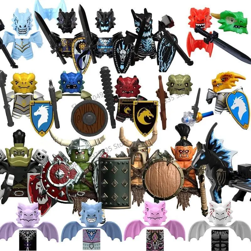 QQ04-11 Medieval Knights Building Blocks Dragon Knights Lightning Dragon Mount Figure Accessories Games Model Assemble Brick Toy bricks and minifigs