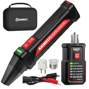 Circuit Breaker Finder Tool Kit, GFCI Outlet Tester with Dual-Sided LED Indicators, Electrical Circuit Tracer Tool with Flashlight, Includes Carrying Case and Adapters- KT302P