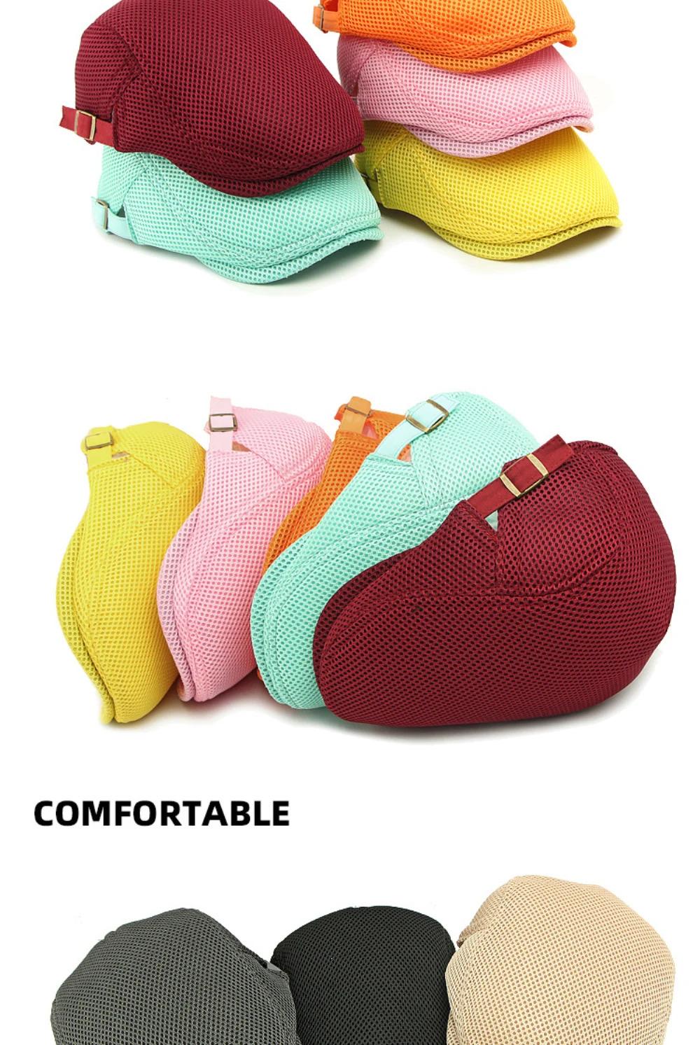 HT4775 Beret Cap Spring Summer Mesh Cap Breathable Sun Hat Women Artist Painter Beret Hat Male Female Ivy Flat Cap Mens Berets