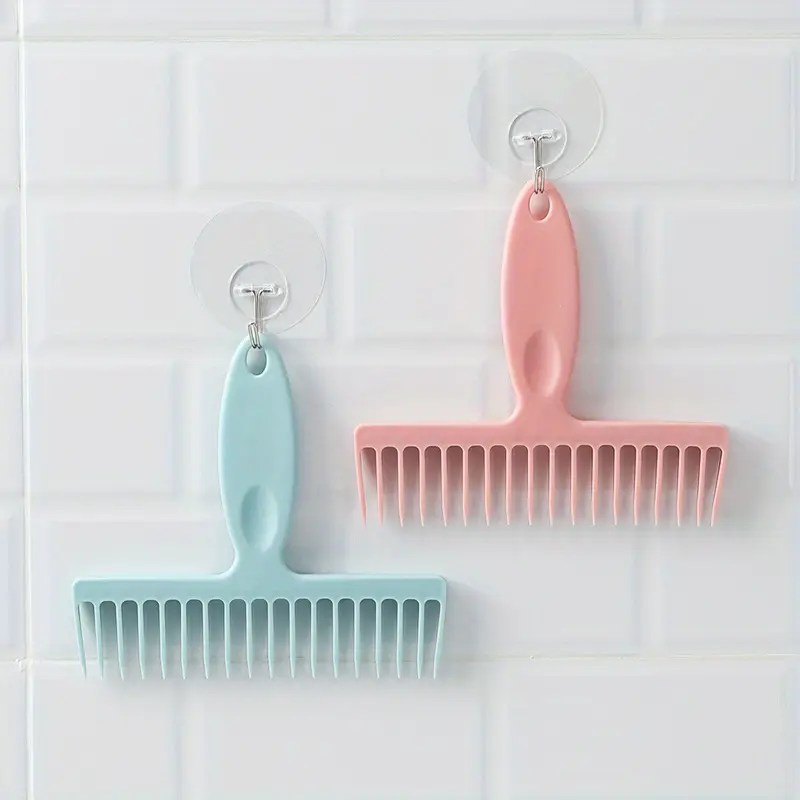 2pcs Random color household broom hair removal teeth comb hair removal cleaning tool long handle broom hair cleaning dust removal scraper brush2