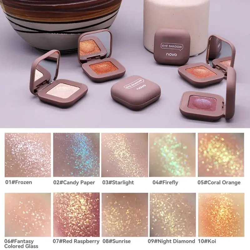 NOVO Keyboard Fingertips Cool Eye Shadow Makeup Paint Glitter Eye Shadow 3D Bare Metal Eye Shadow For Brightening Eye Makeup