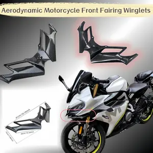 Motorcycle Aerodynamic Front Fairing Small Wind Wing, Carbon Fiber Texture, Lightweight, Fits Yamaha Nmax155, Kawasaki Ninja 250/300, Suzuki Gsx250r, Spring 250sr