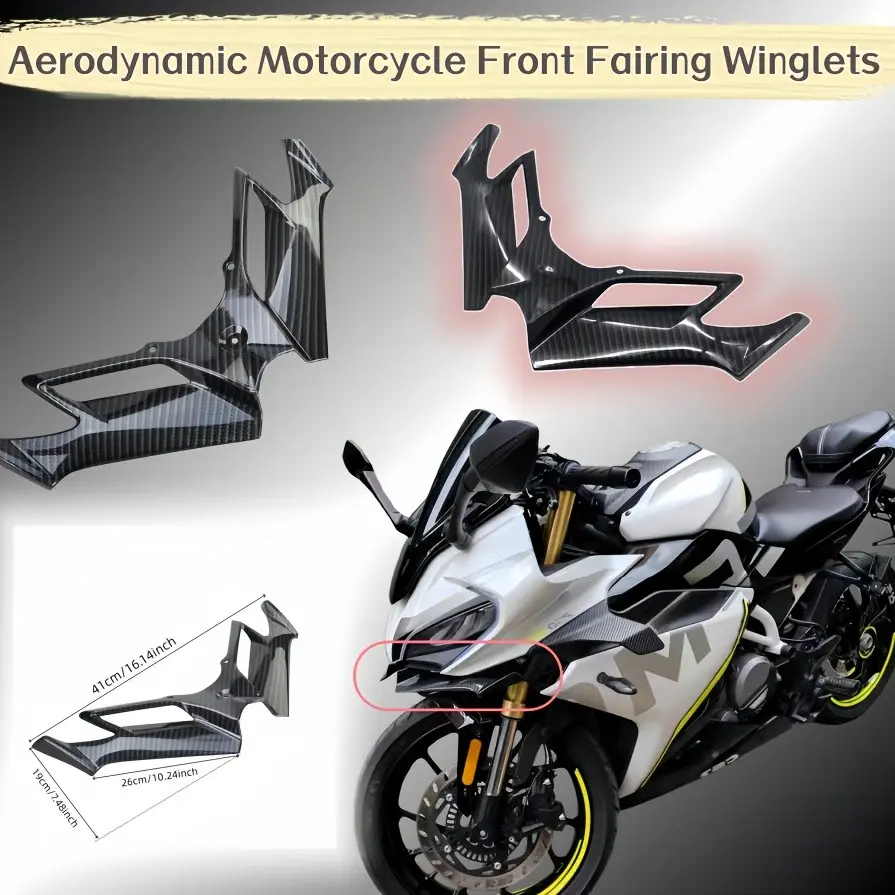 Motorcycle Aerodynamic Sleek Front Fairing Small Wind Wing, Carbon Fiber Texture, Lightweight, Fits Yamaha Nmax155, Kawasaki Ninja 250/300, Suzuki Gsx250r, Spring 250sr